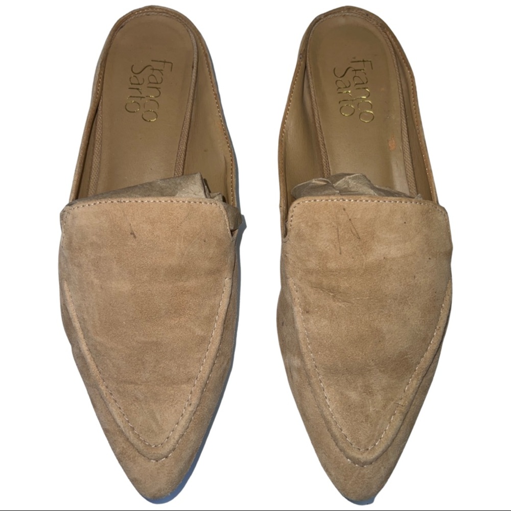Franco Sarto Sela Mule Tan Suede Slip On Size 7.5M